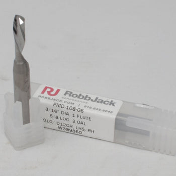 RobbJack - PMD - 108 - 06 1 Flute 3/16" Standard Length Polished Flute Carbide End MillCNCShop CA